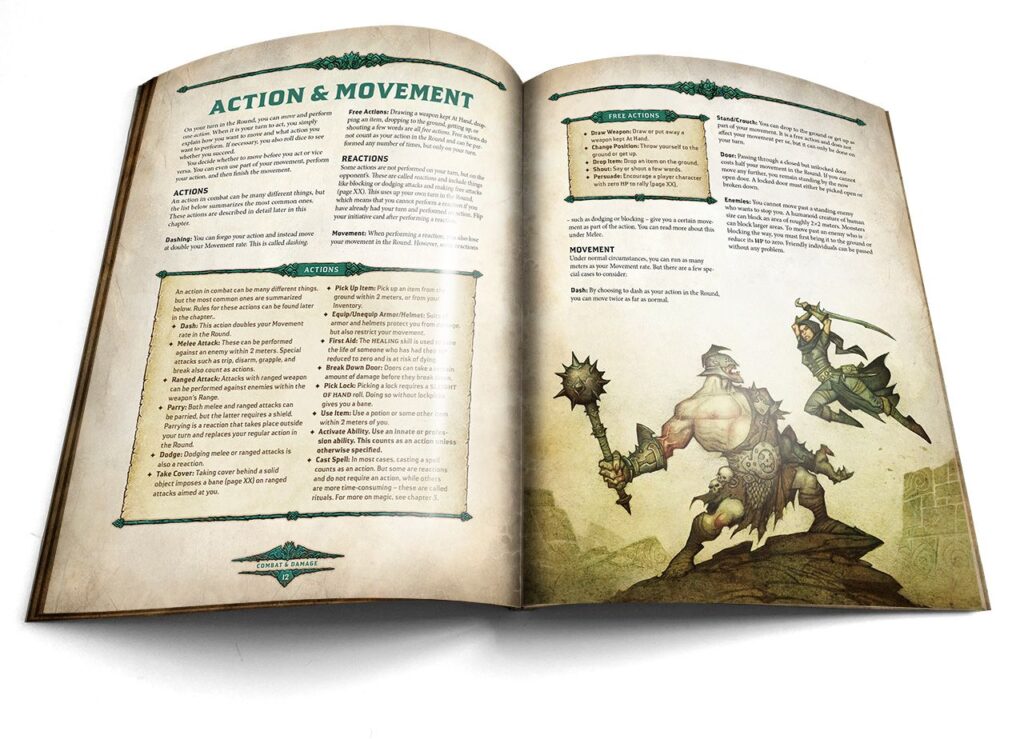Image of Battle section of Dragonebane Rulebook