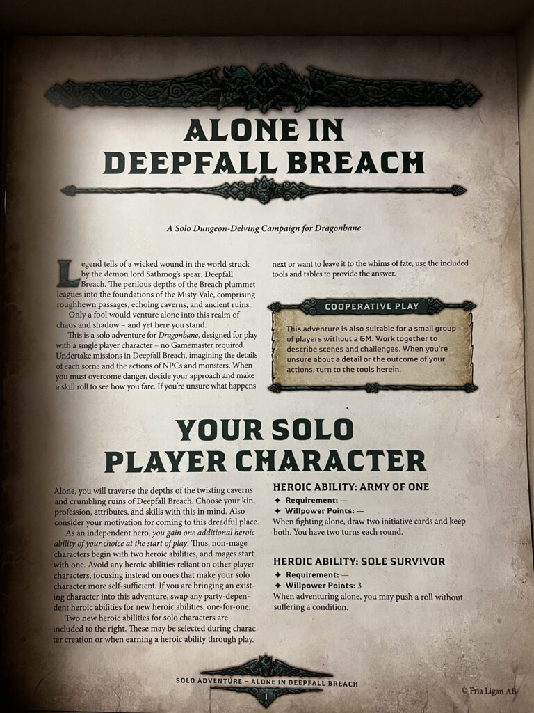 Front cover of Alone in Deepfall breach for Dragonbane