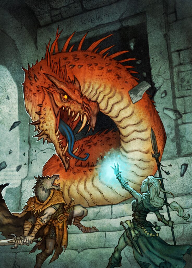 Dragonbane battle with Scaled Wurm
