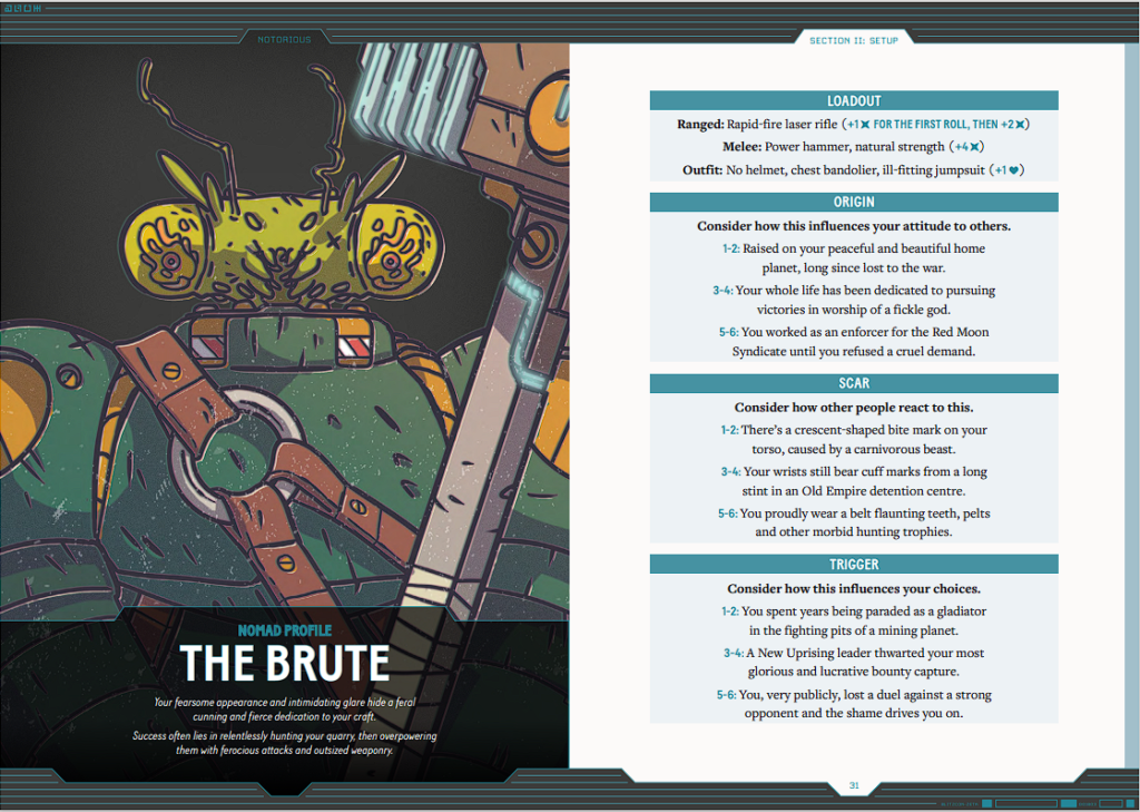 Page spread of The Brute bounty hunter from Notorious